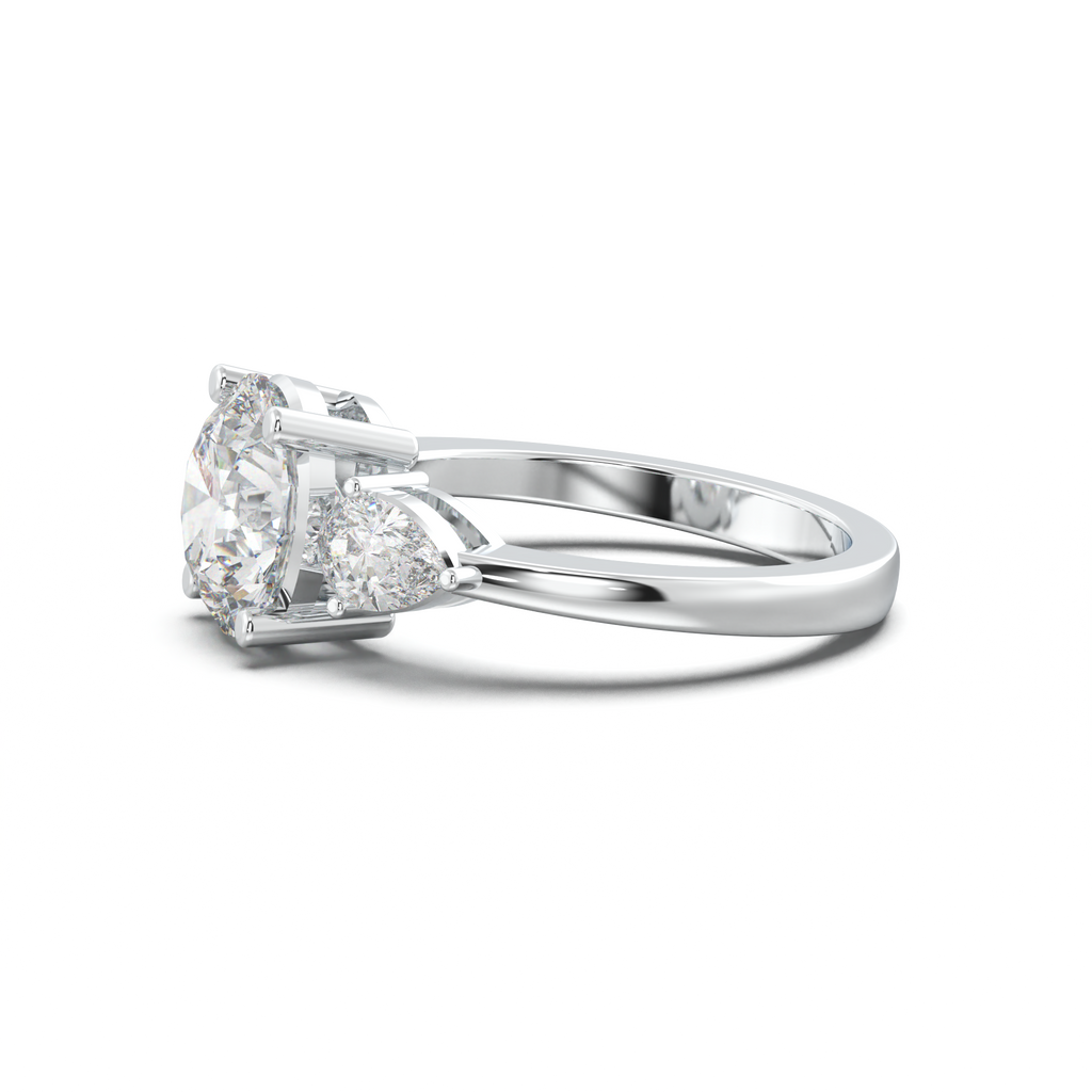 Round Pear Three-Stone Engagement Ring
