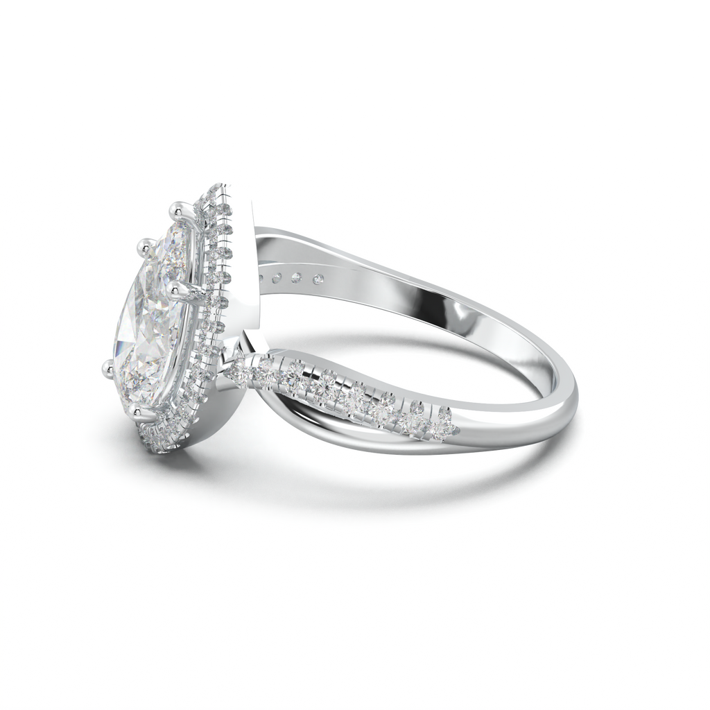 Pear Halo Twisted Pavé Engagement Ring