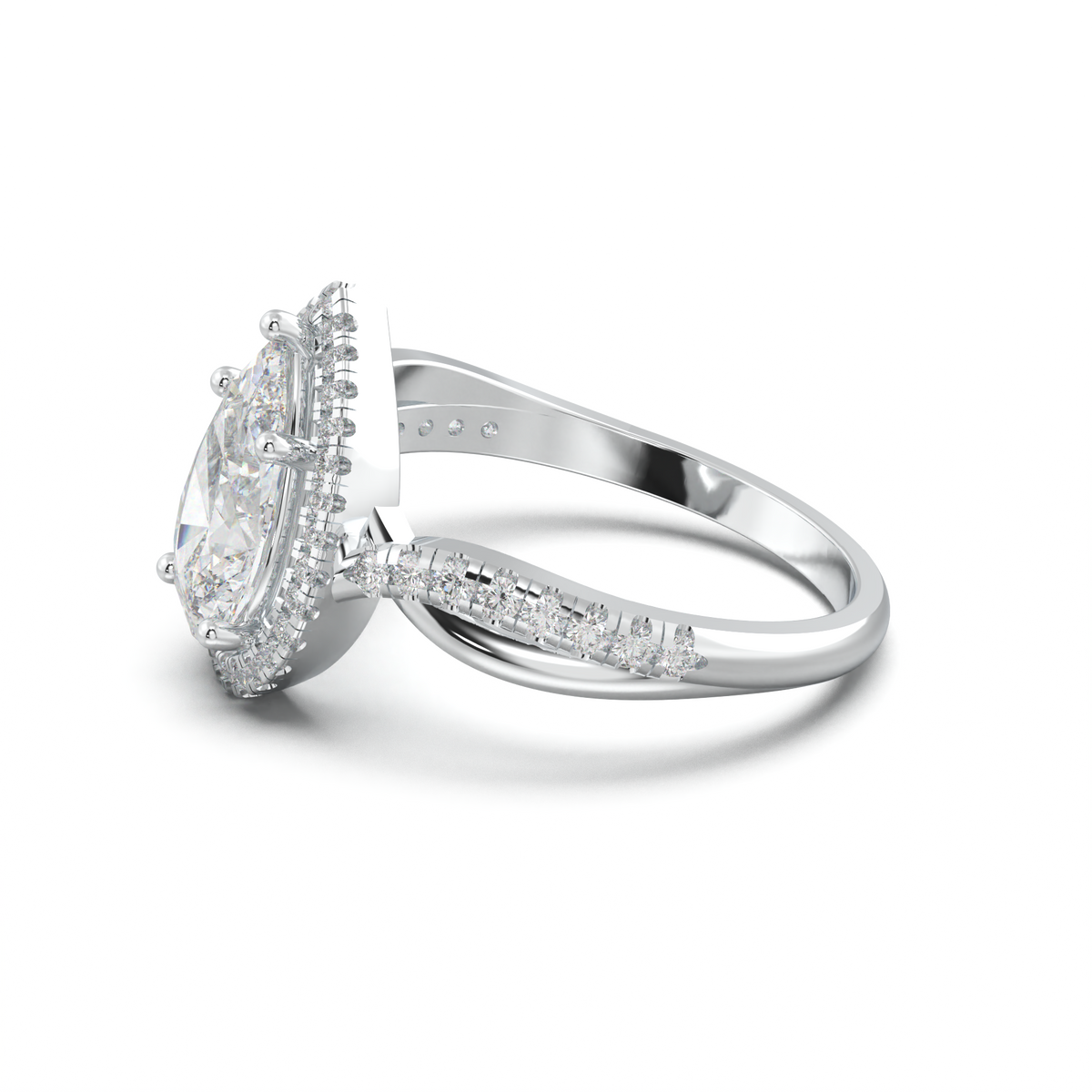 Pear Halo Twisted Pavé Engagement Ring