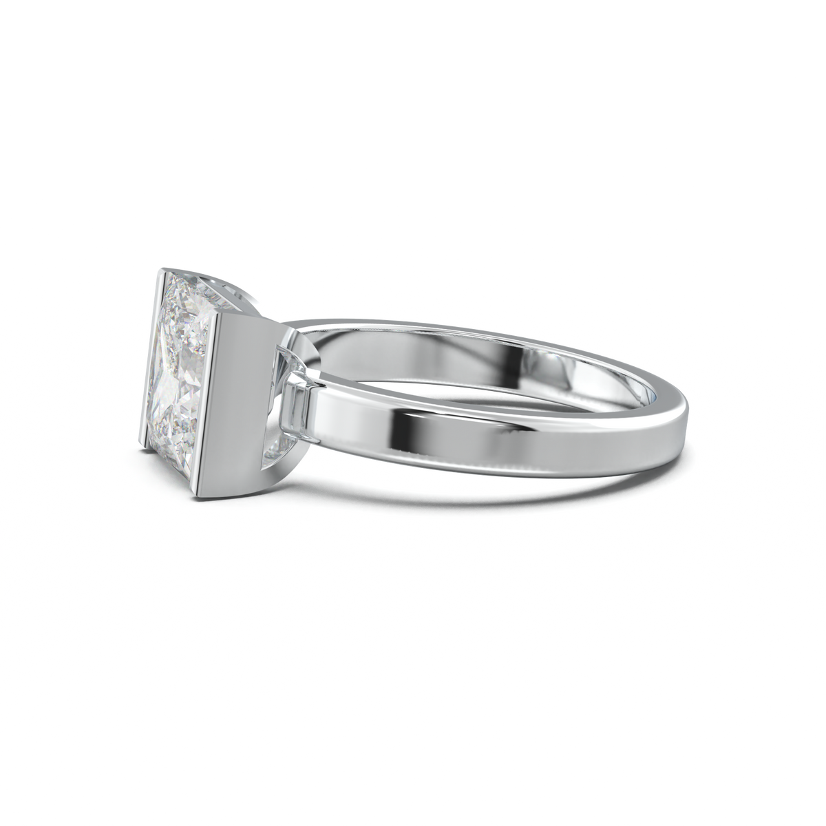 Princess Half-Bezel Engagement Ring