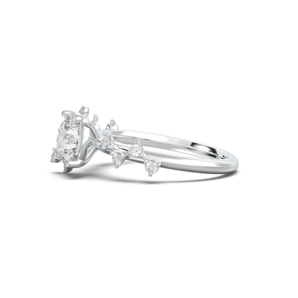 Round Botanical Accent Engagement Ring