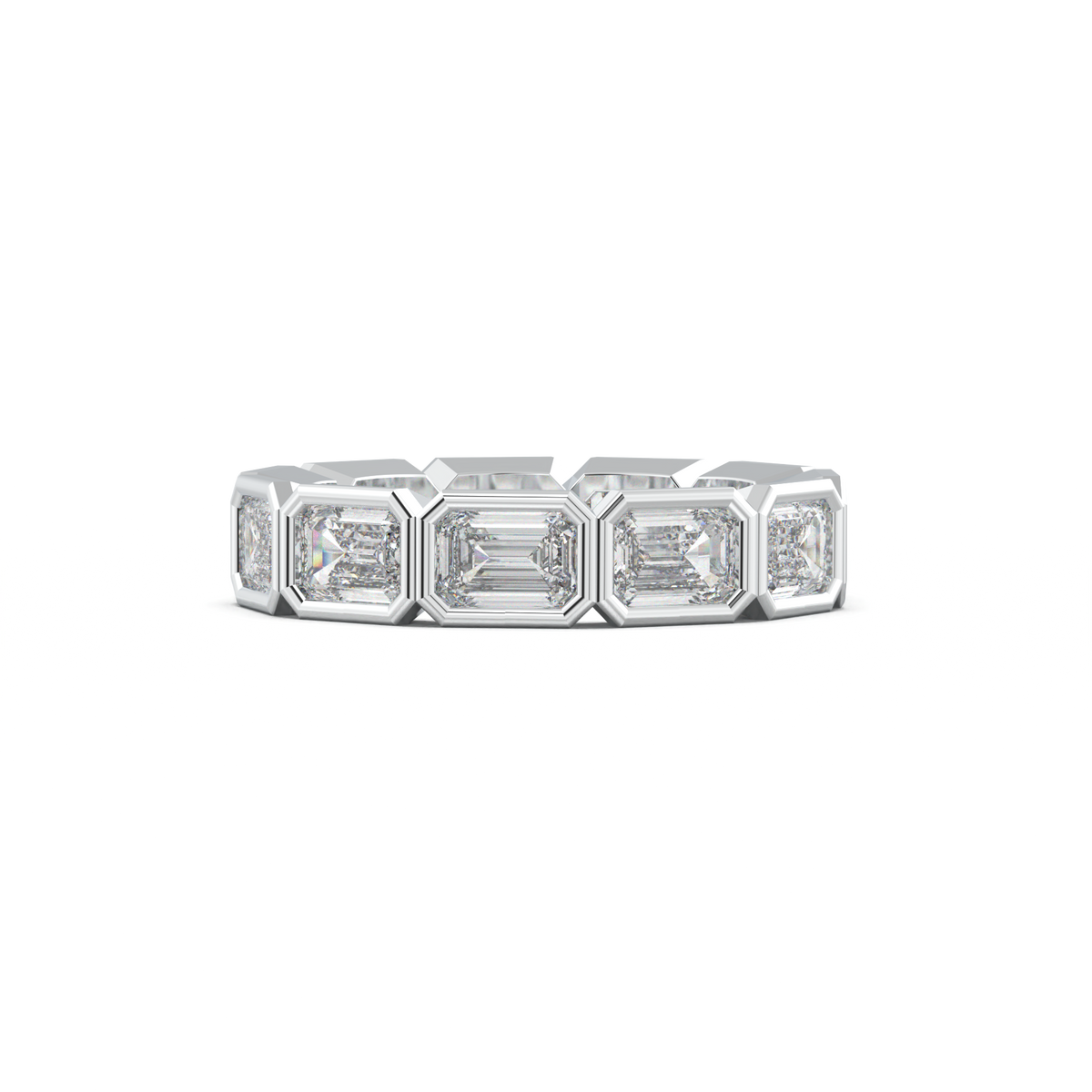Emerald-Cut Bezel-Style Eternity Wedding Band