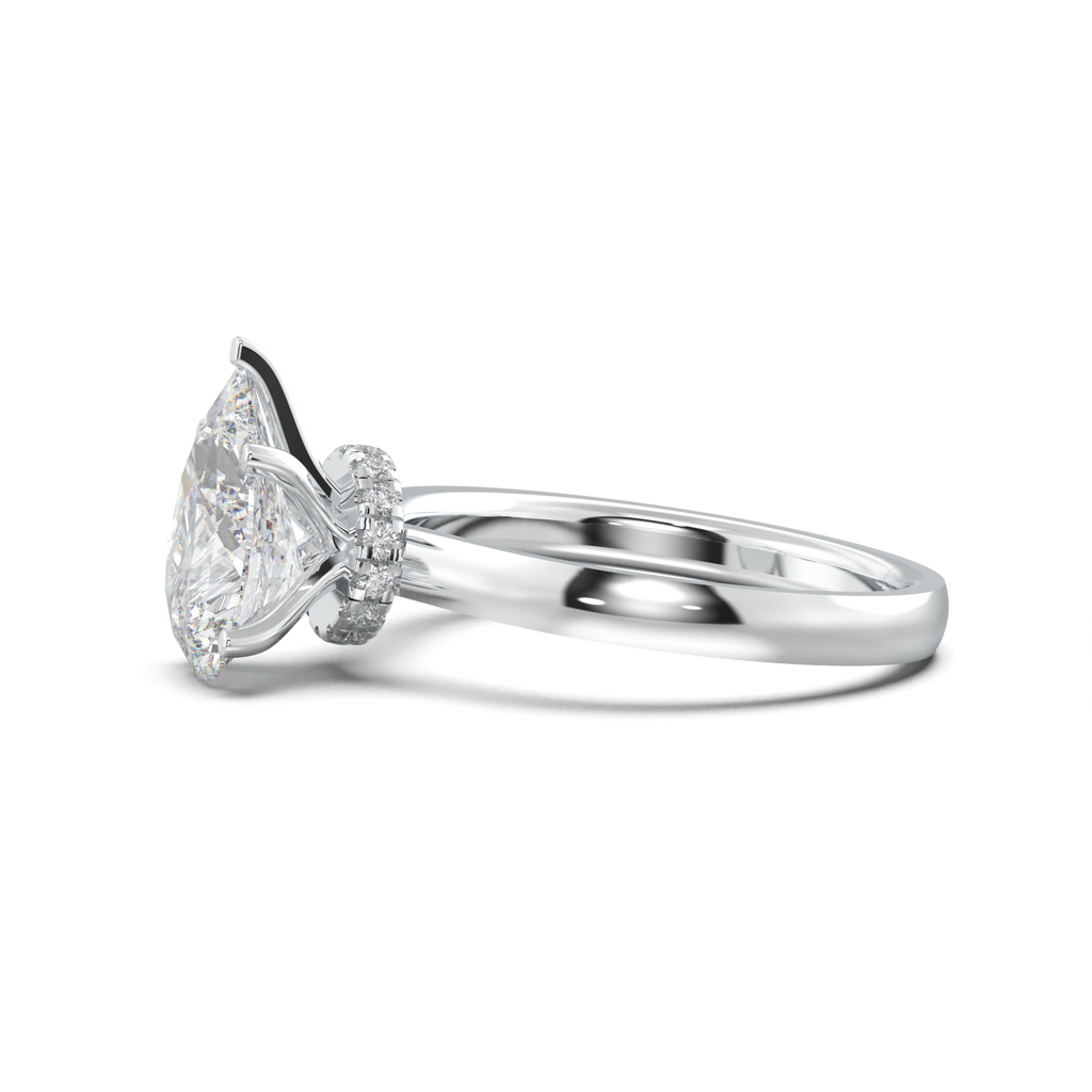 Pear Hidden Halo Engagement Ring