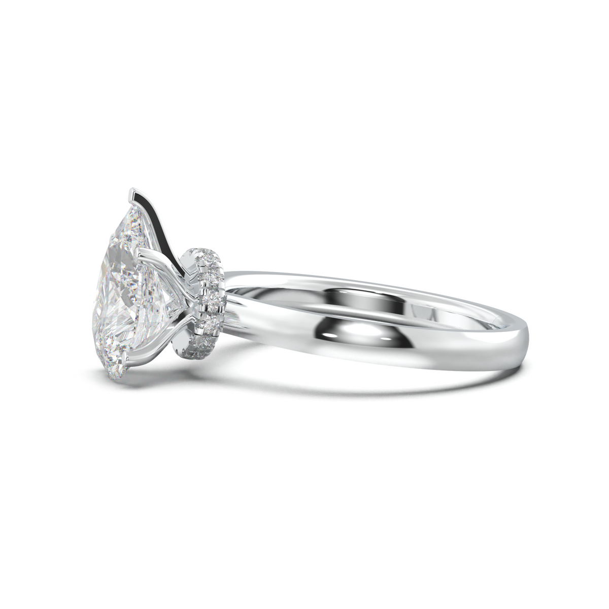 Pear Hidden Halo Engagement Ring