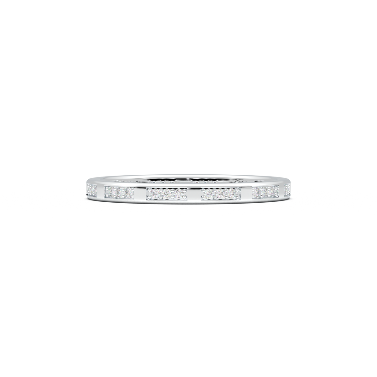 Geometric Round Diamond Wedding Band