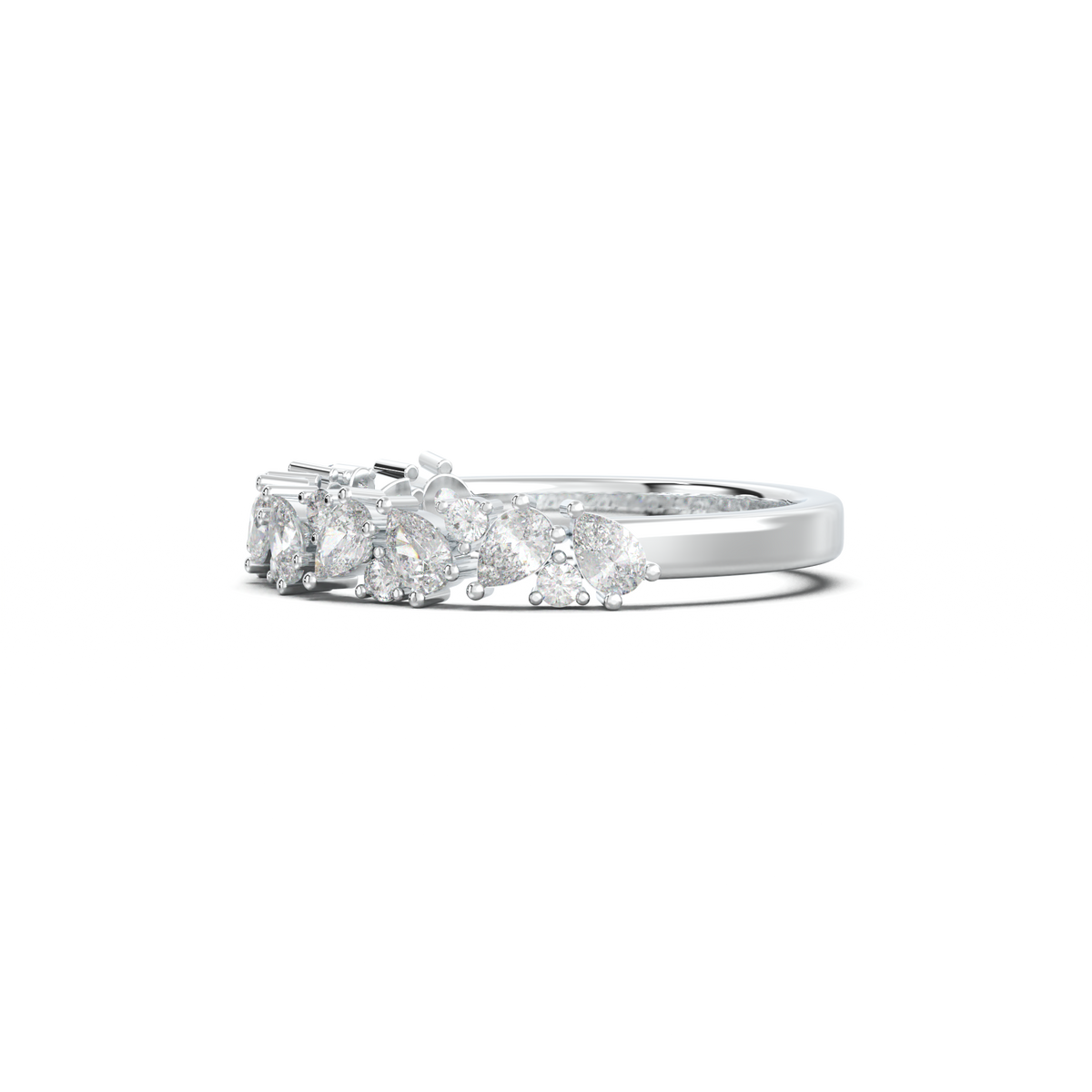 Alternating Pear & Round Half-Eternity Wedding Band