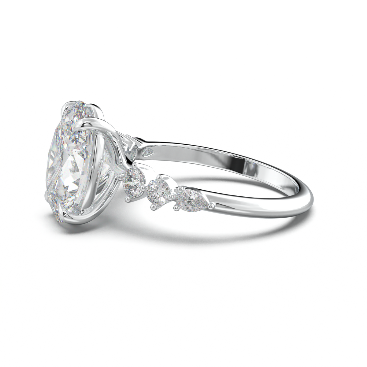 Oval Pear-Accent Engagement Ring
