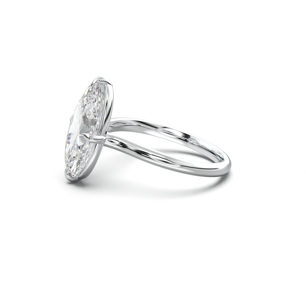 Elongated Moval Solitaire Engagement Ring