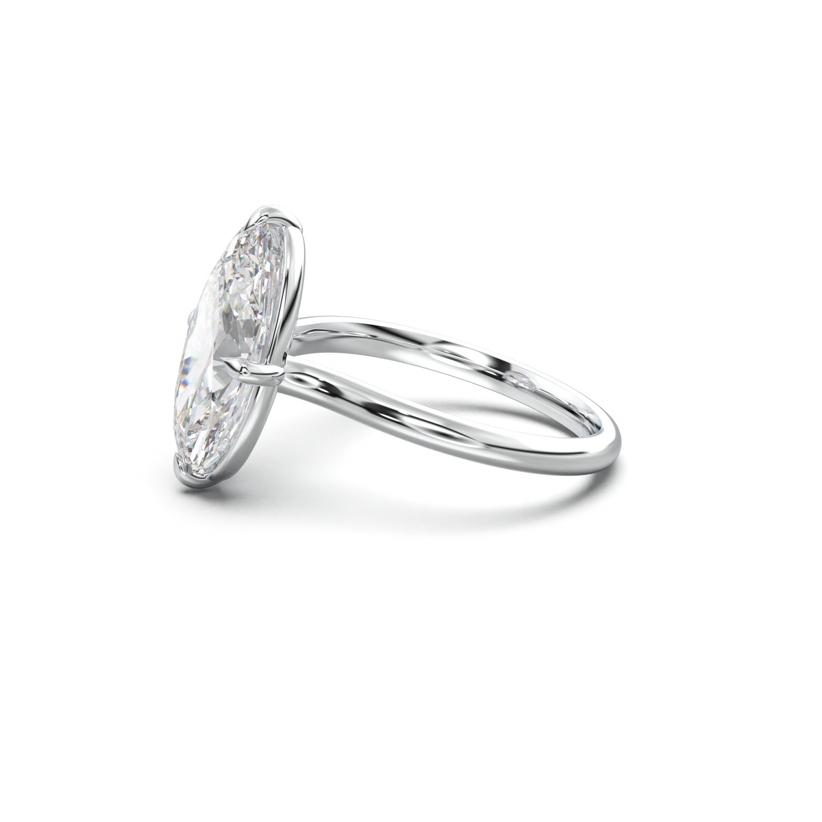 Elongated Moval Solitaire Engagement Ring