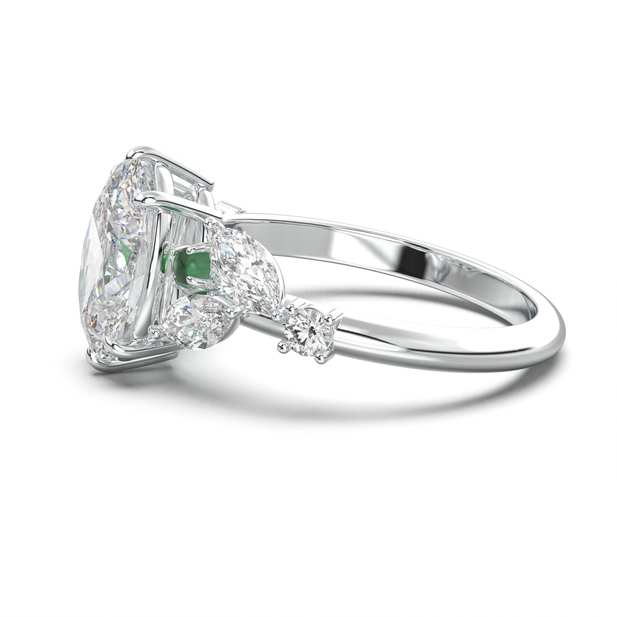 Oval Marquise-Accent Engagement Ring