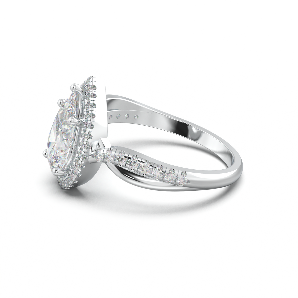 Pear Halo Twisted Pavé Engagement Ring