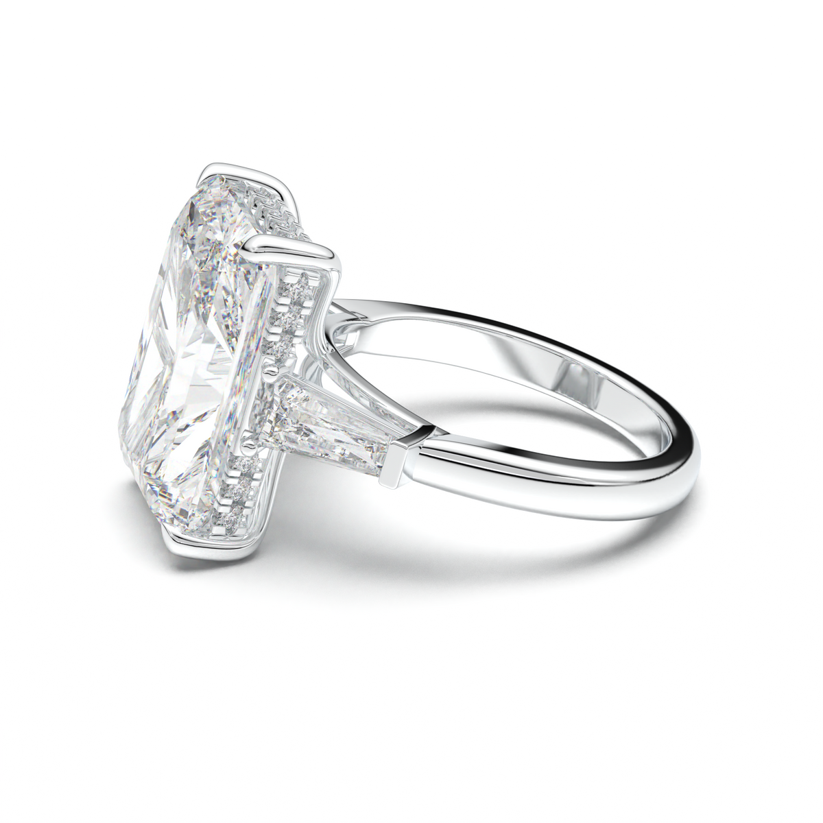 Radiant Baguette Hidden Halo Engagement Ring