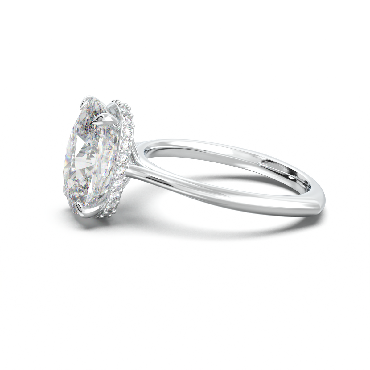 Cushion Hidden Halo Engagement Ring
