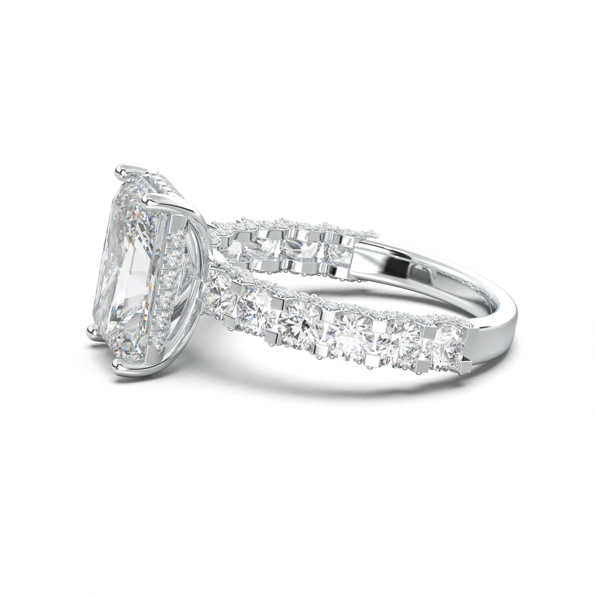 Radiant Diamond Band Engagement Ring