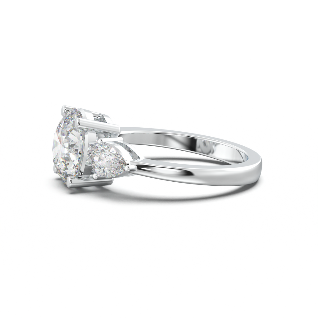 Round Pear Three-Stone Engagement Ring