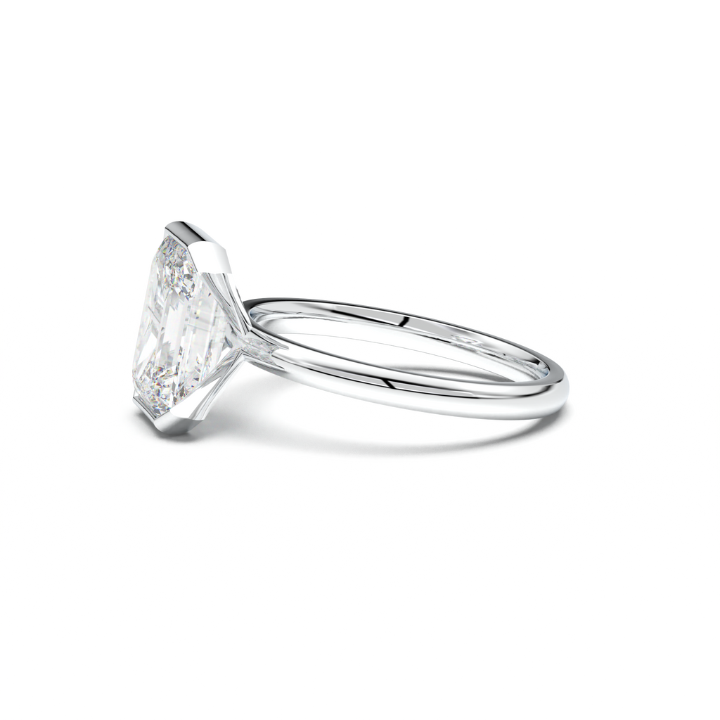 Emerald Cut Half-Bezel Engagement Ring