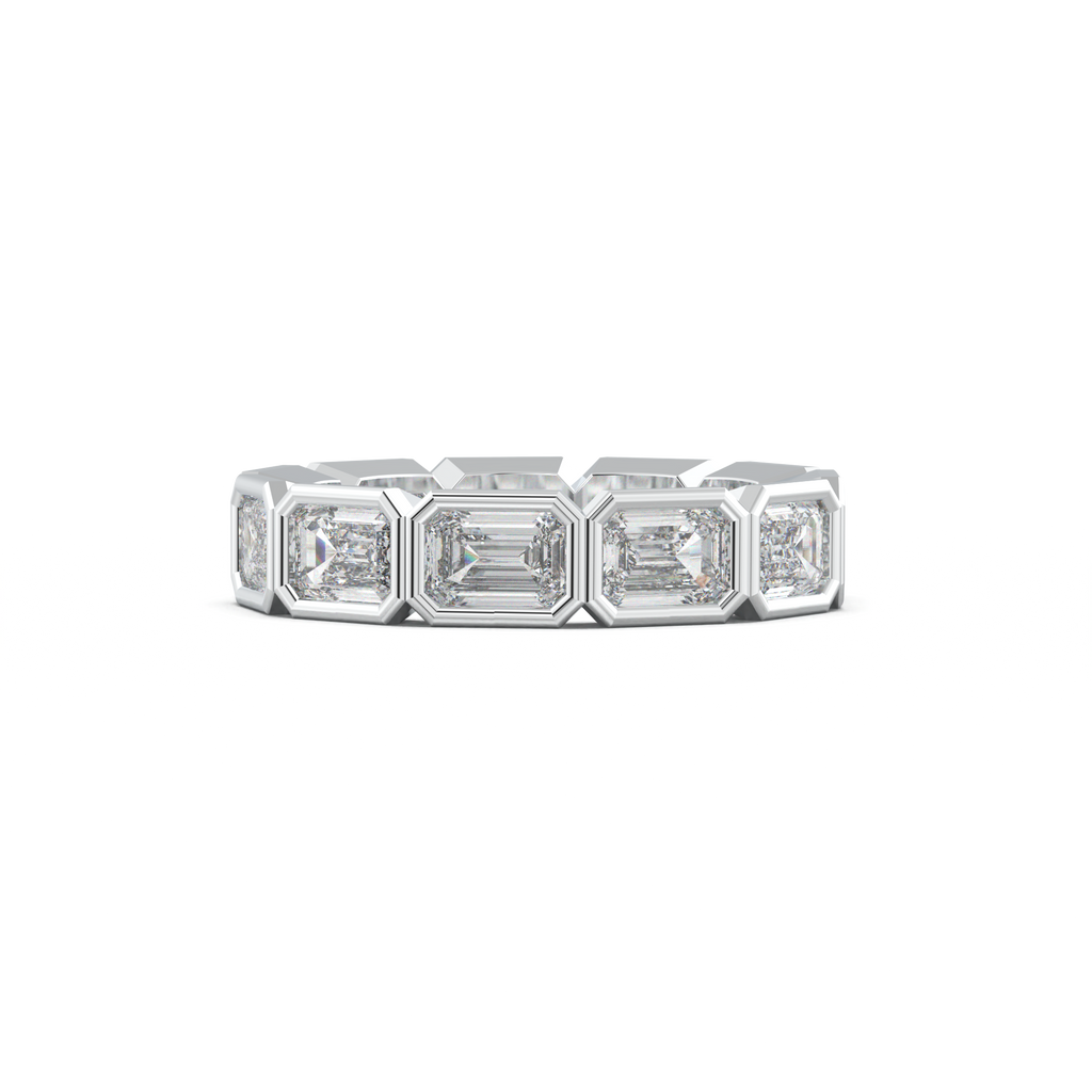 Emerald-Cut Bezel-Style Eternity Wedding Band