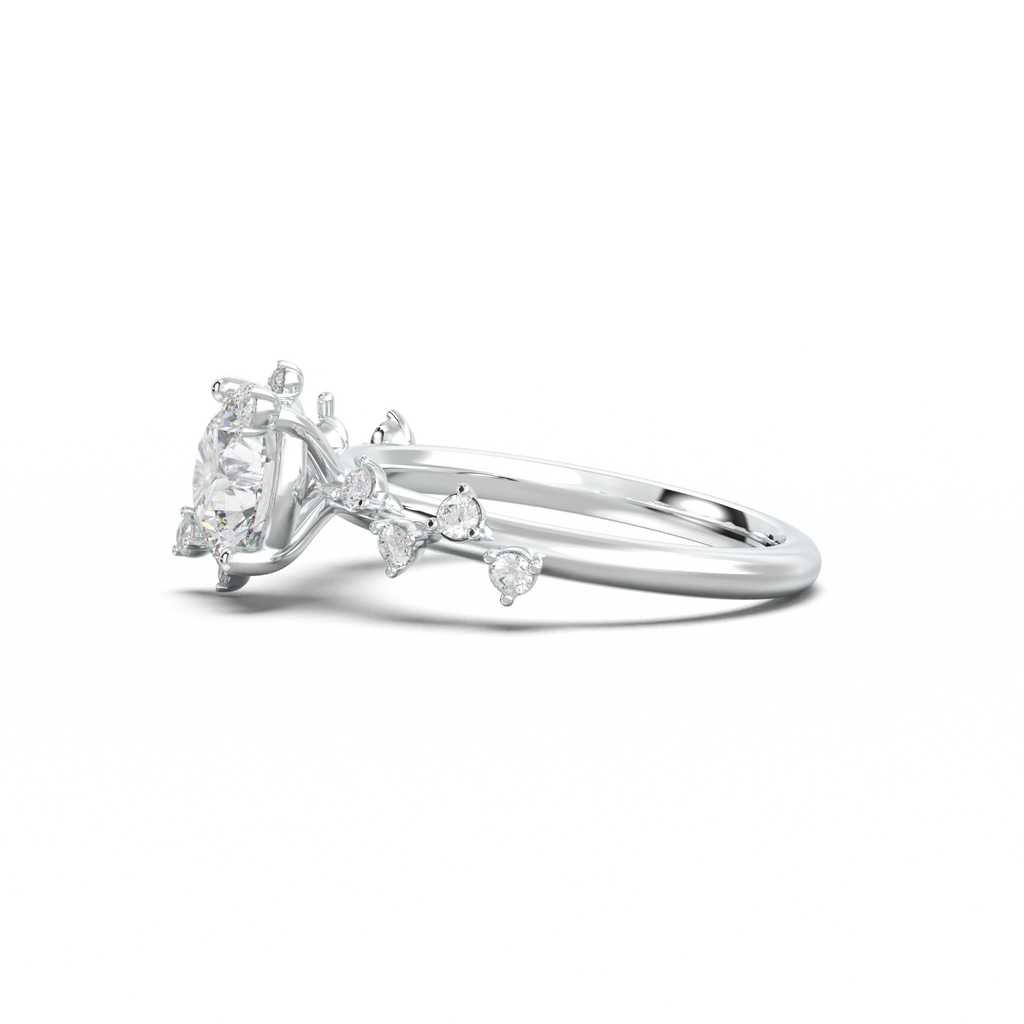 Round Botanical Accent Engagement Ring