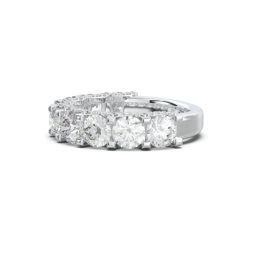 Round Diamond Pavé-Edge Wedding Band