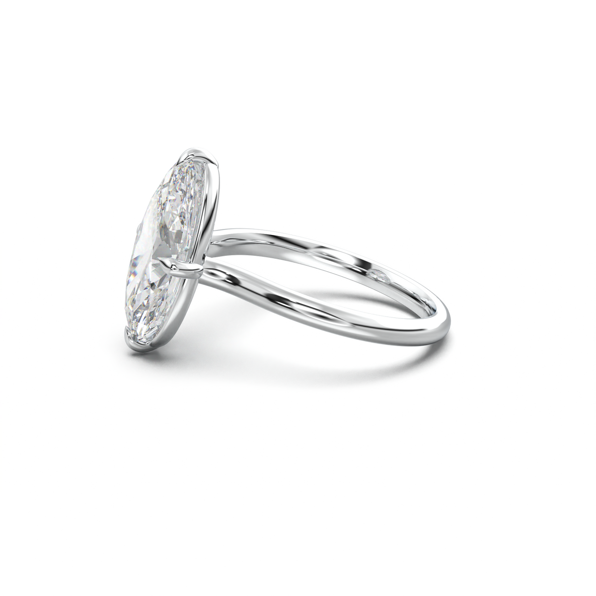 Elongated Moval Solitaire Engagement Ring