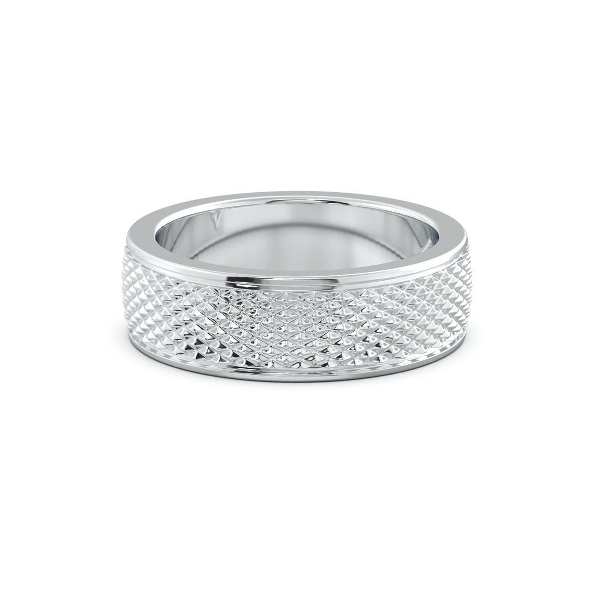 Diamond-Cut Textured Men's Wedding Band