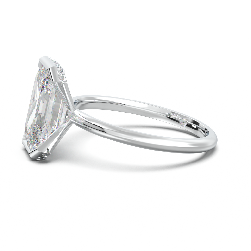 Emerald Hidden Halo Engagement Ring