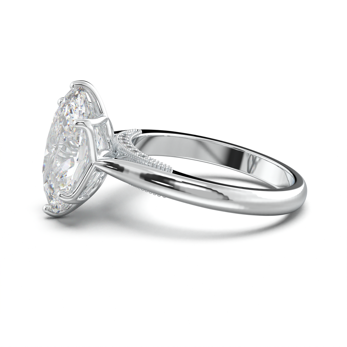 Oval Tulip Setting Hidden bridge Halo Engagement Ring