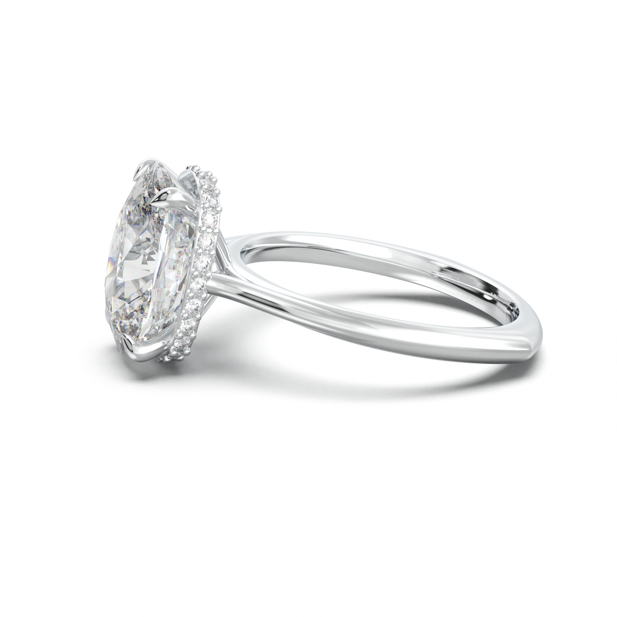 Cushion Hidden Halo Engagement Ring