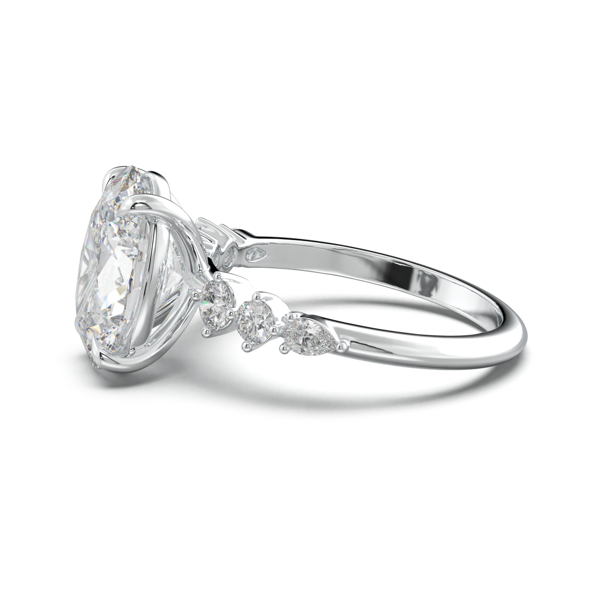 Oval Pear-Accent Engagement Ring
