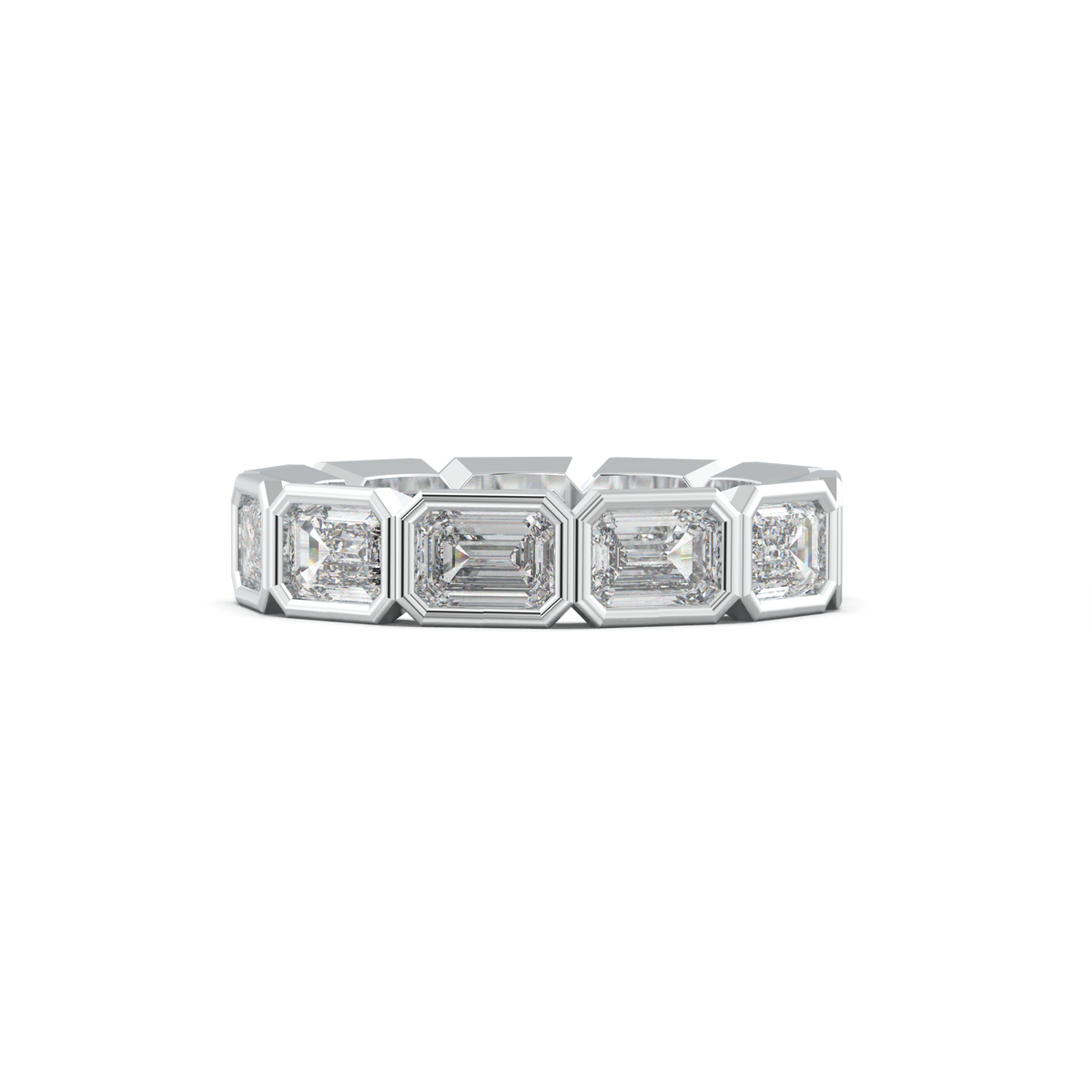 Emerald-Cut Bezel-Style Eternity Wedding Band