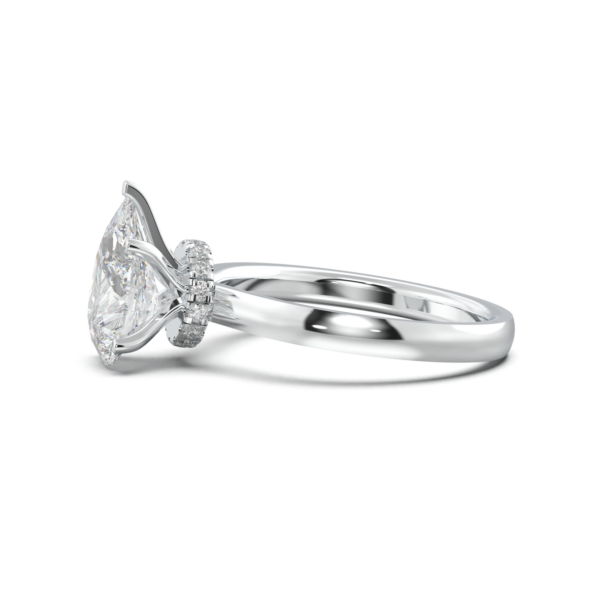 Pear Hidden Halo Engagement Ring