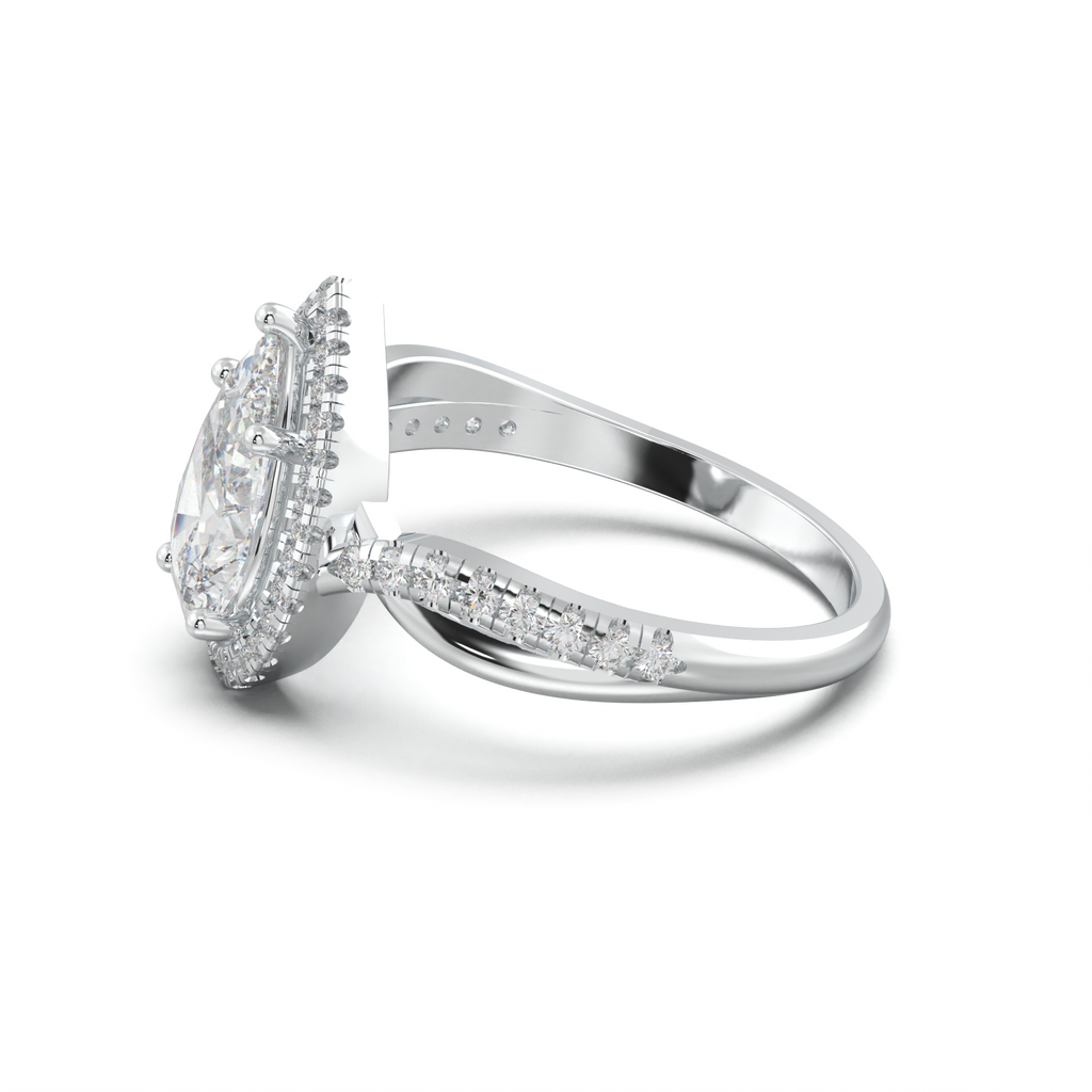 Pear Halo Twisted Pavé Engagement Ring