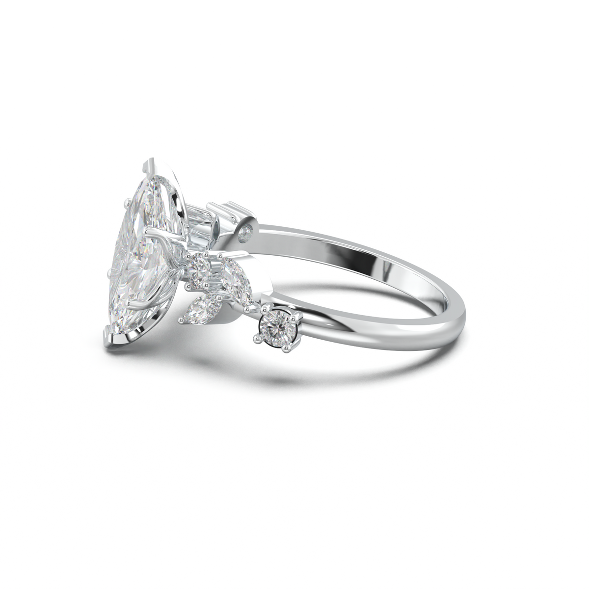 Marquise Mixed Side-Stone Engagement Ring