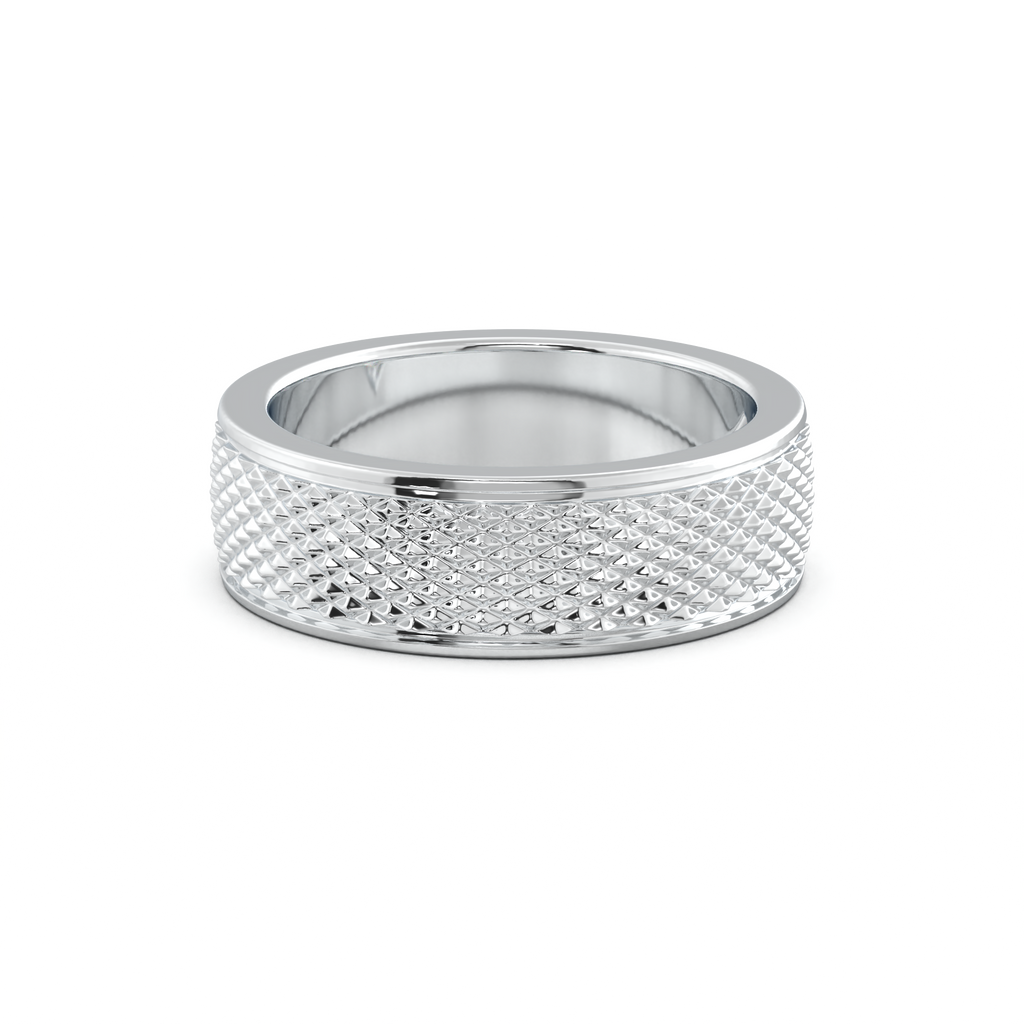 Diamond-Cut Textured Men's Wedding Band
