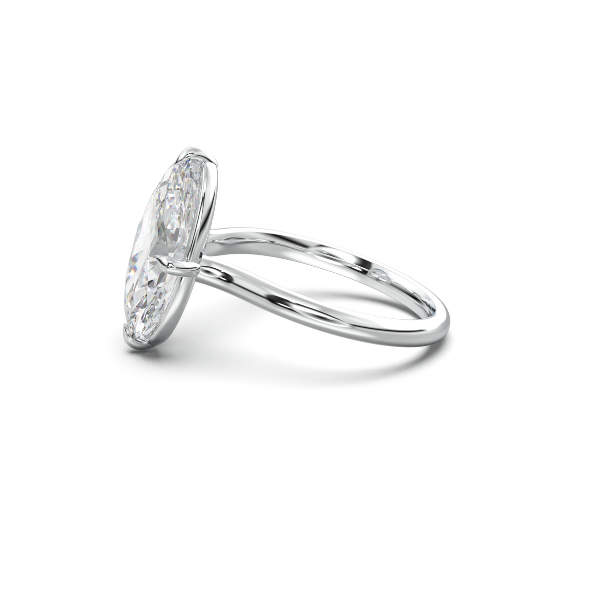 Elongated Moval Solitaire Engagement Ring