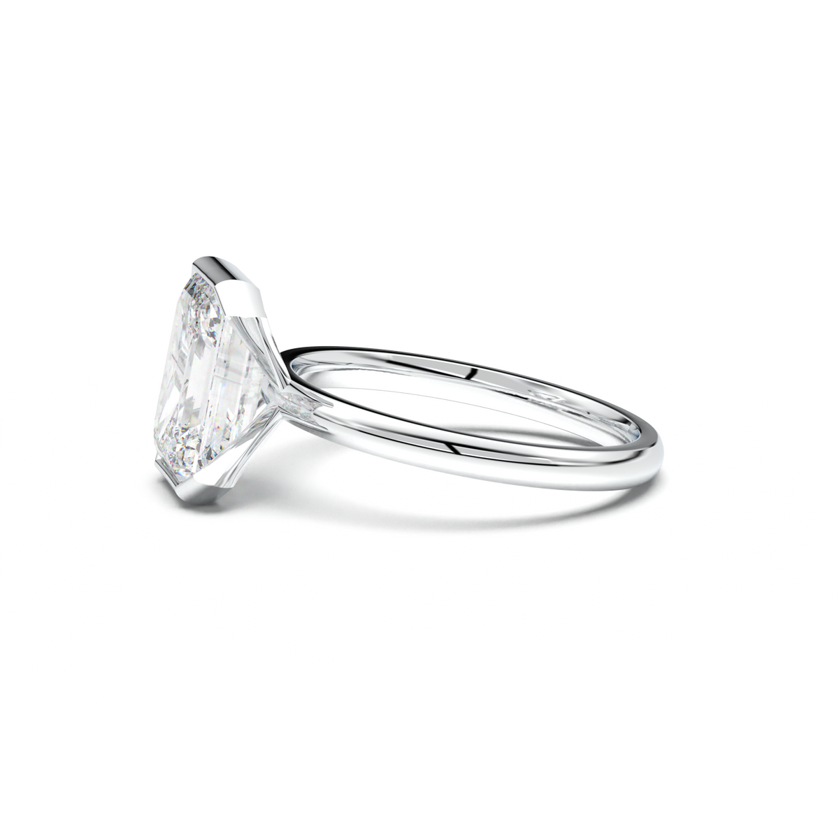 Emerald Cut Half-Bezel Engagement Ring