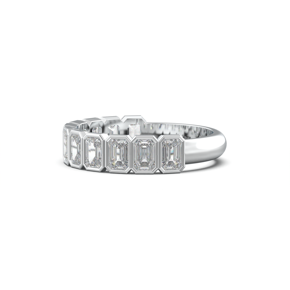 Emerald Bezel Half-Eternity Wedding Band