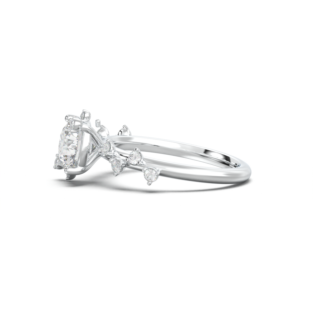 Round Botanical Accent Engagement Ring