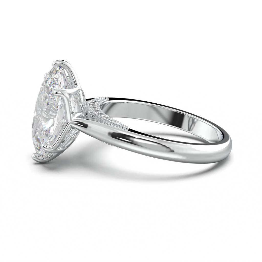 Oval Tulip Setting Hidden bridge Halo Engagement Ring