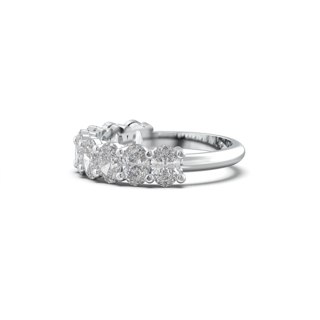 Nine-Oval Half-Eternity Wedding Band