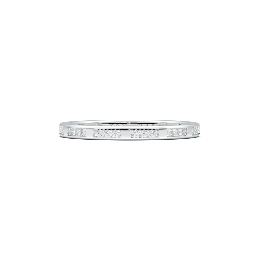Geometric Round Diamond Wedding Band