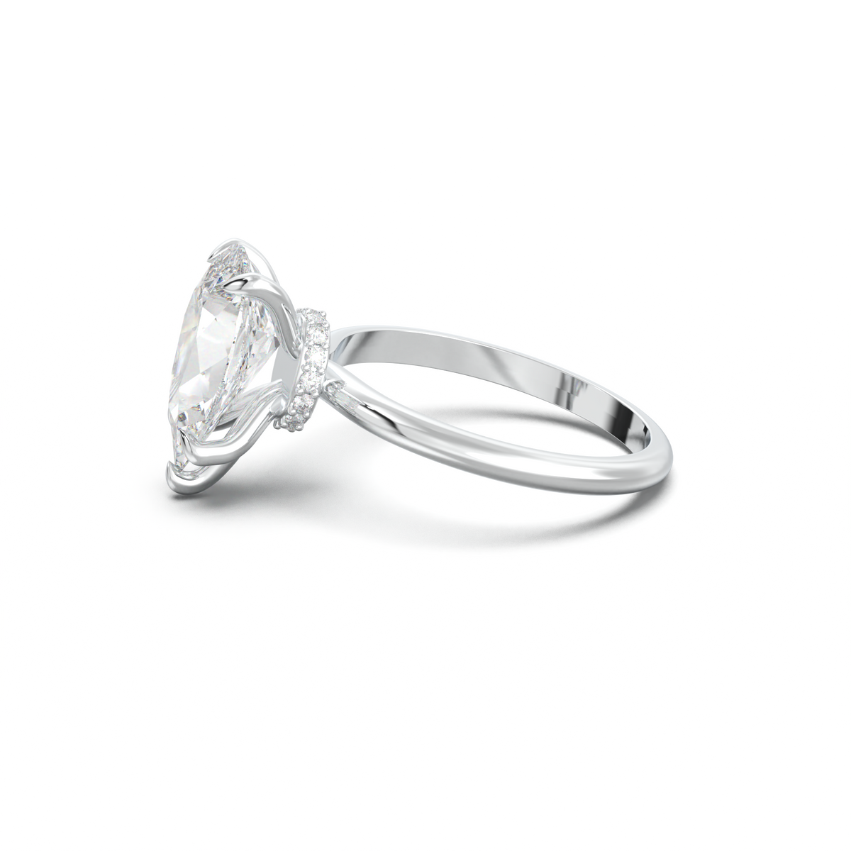 Pear Hidden Halo Engagement Ring
