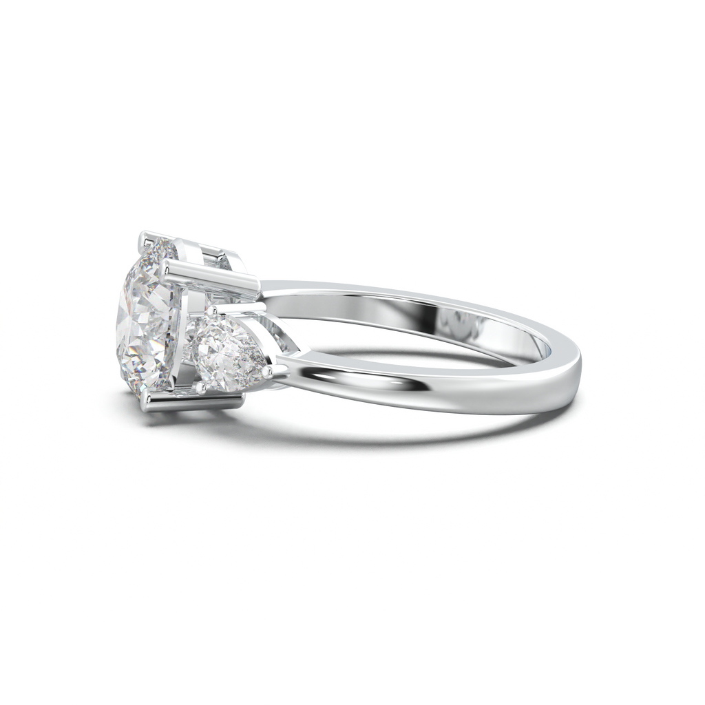 Round Pear Three-Stone Engagement Ring