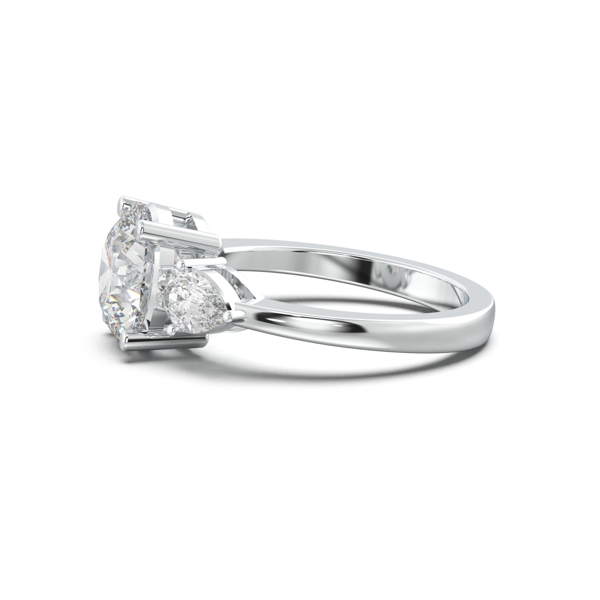 Round Pear Three-Stone Engagement Ring