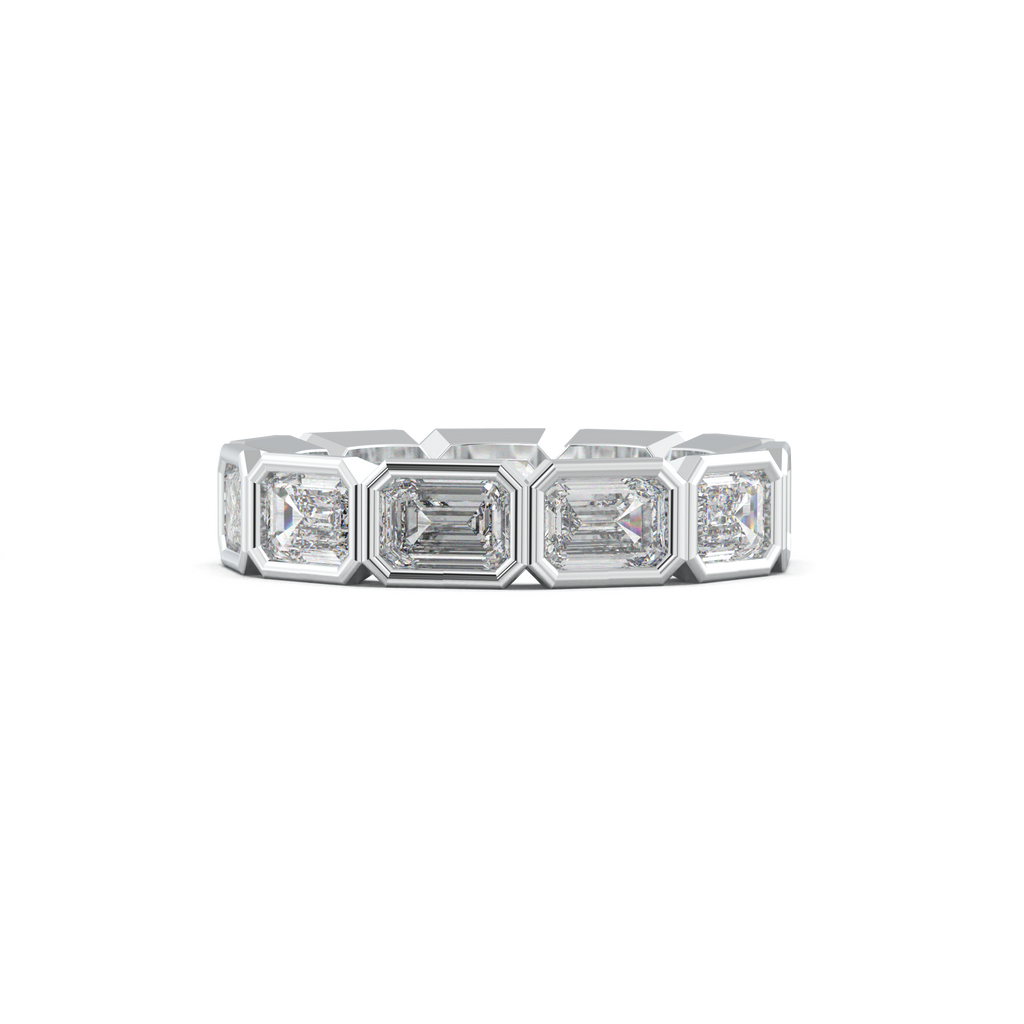Emerald-Cut Bezel-Style Eternity Wedding Band