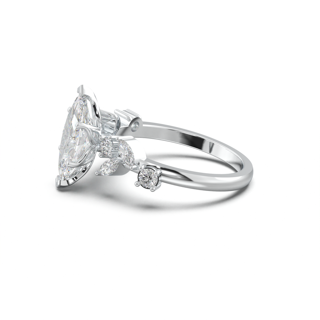 Marquise Mixed Side-Stone Engagement Ring
