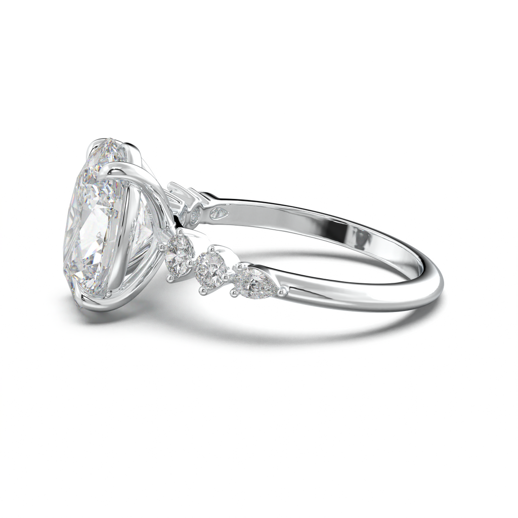 Oval Pear-Accent Engagement Ring