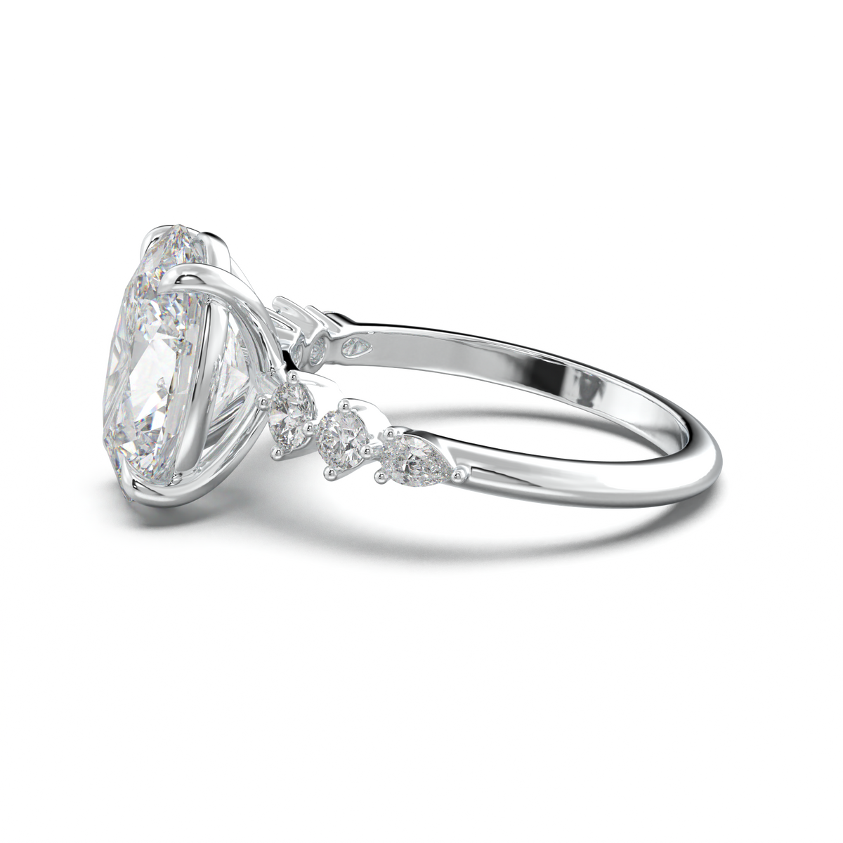 Oval Pear-Accent Engagement Ring