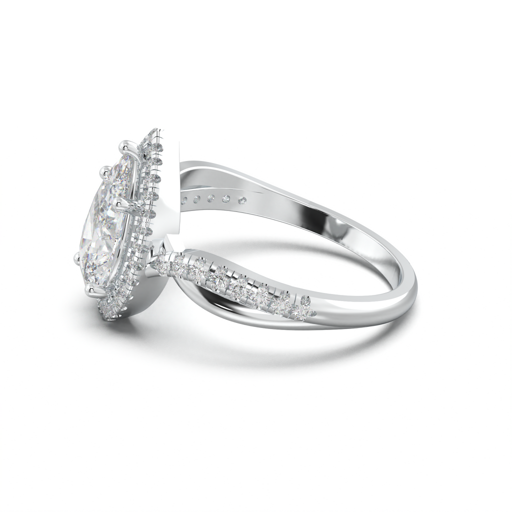 Pear Halo Twisted Pavé Engagement Ring
