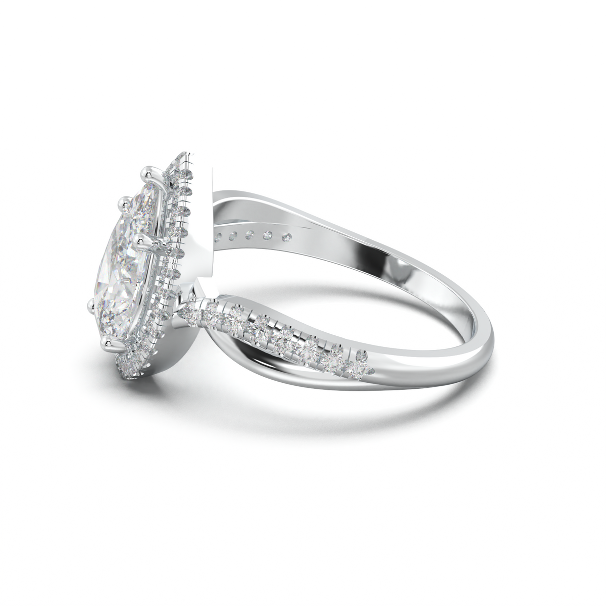 Pear Halo Twisted Pavé Engagement Ring